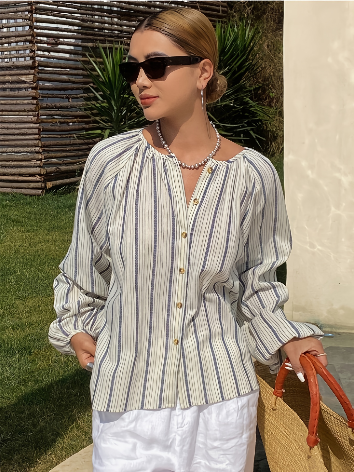 Summer Clothing Men Linen - Women's Casual Striped Linen Blend Blouse