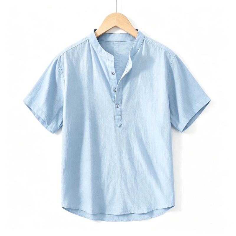 Summer Clothing Men Linen - Men Cotton Linen Short-Sleeve Shirt with