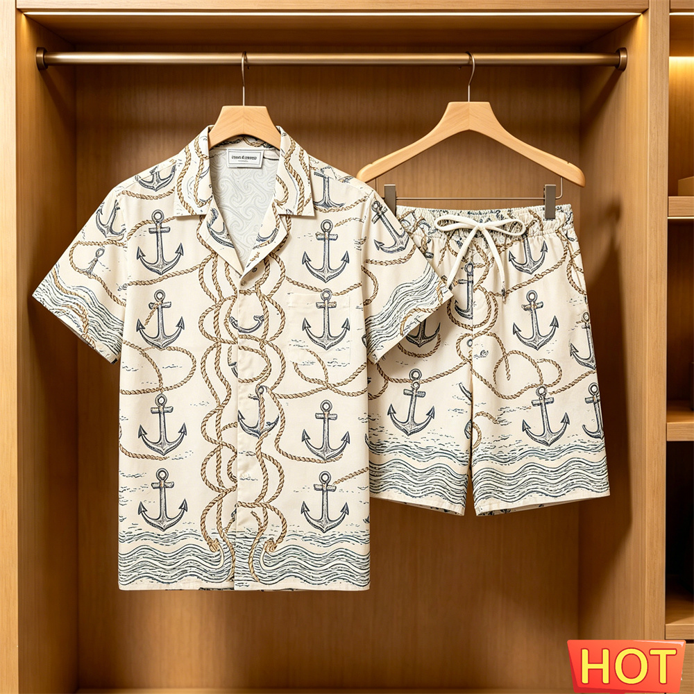 Summer Clothing For A Beach - Men's 2 Piece Hawaiian Set Nautical