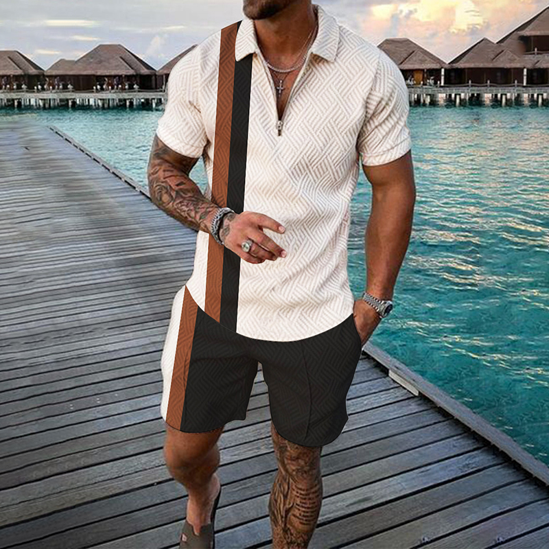 Summer Zipper Polo Shirt Suit  - Summer Clothing For A Beach review and price