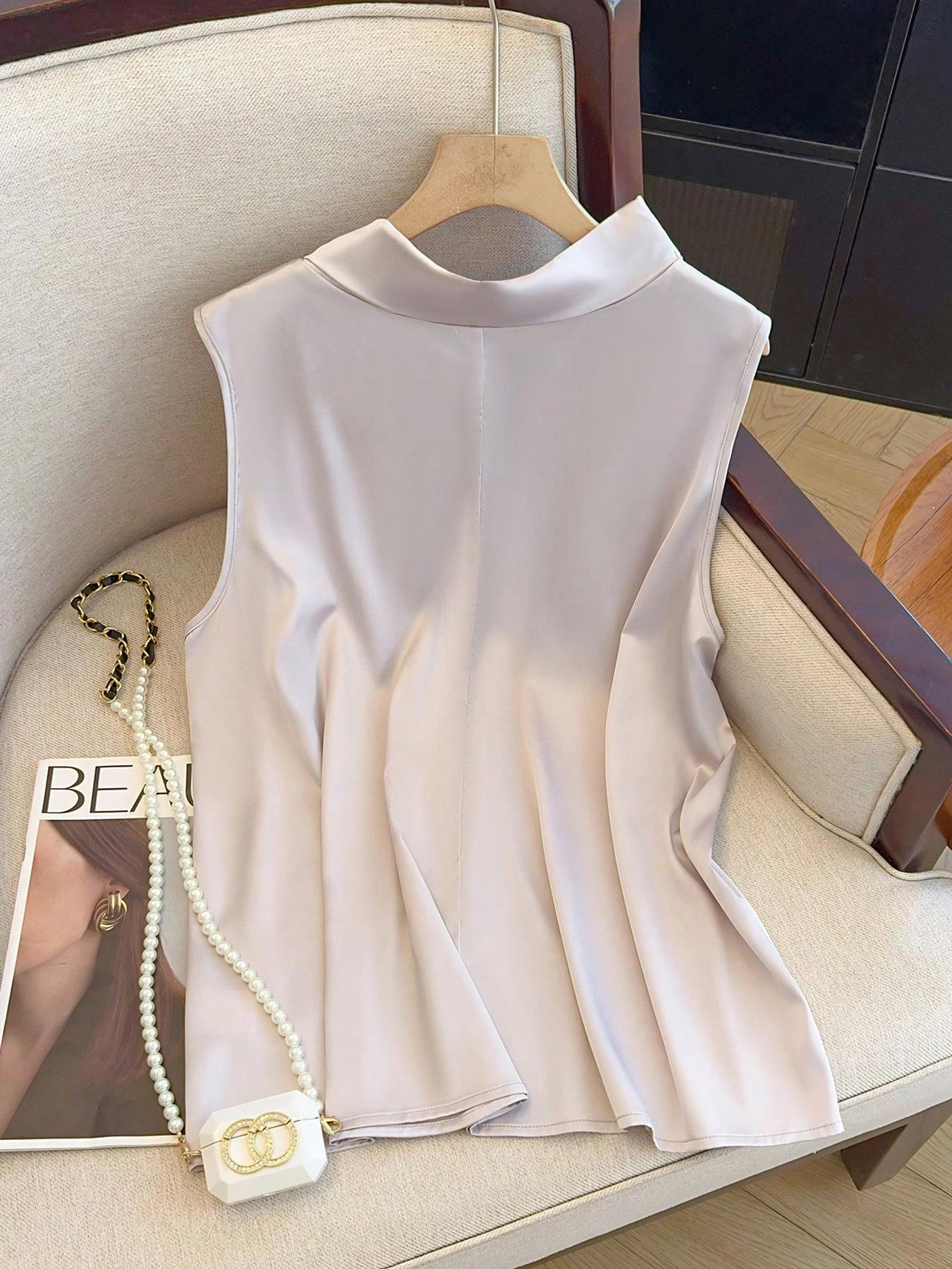 【Plus Size】 Solid Color Tie Fr - Summer Clothing Wear review and price