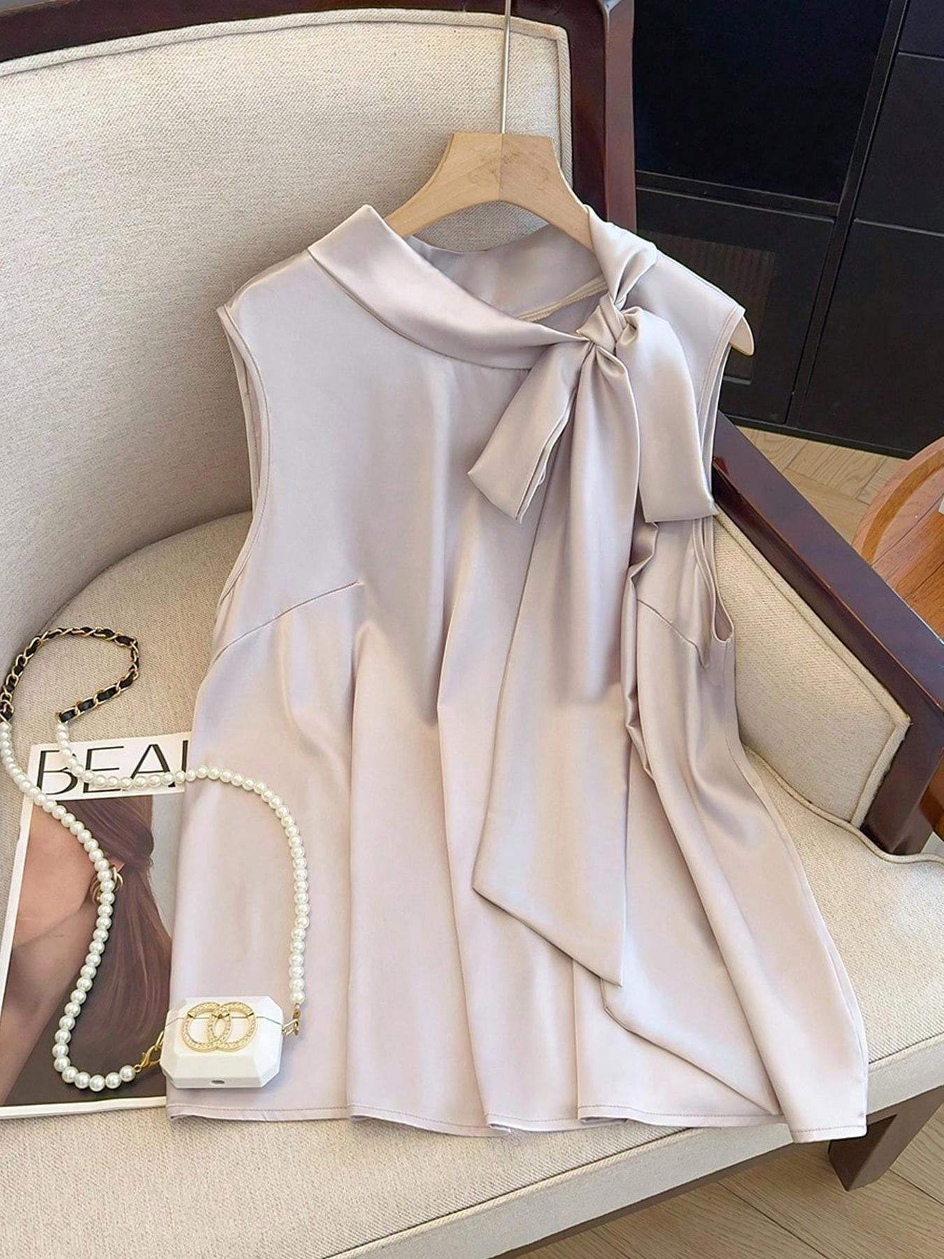 【Plus Size】 Solid Color Tie Fr - Summer Clothing Wear review and price