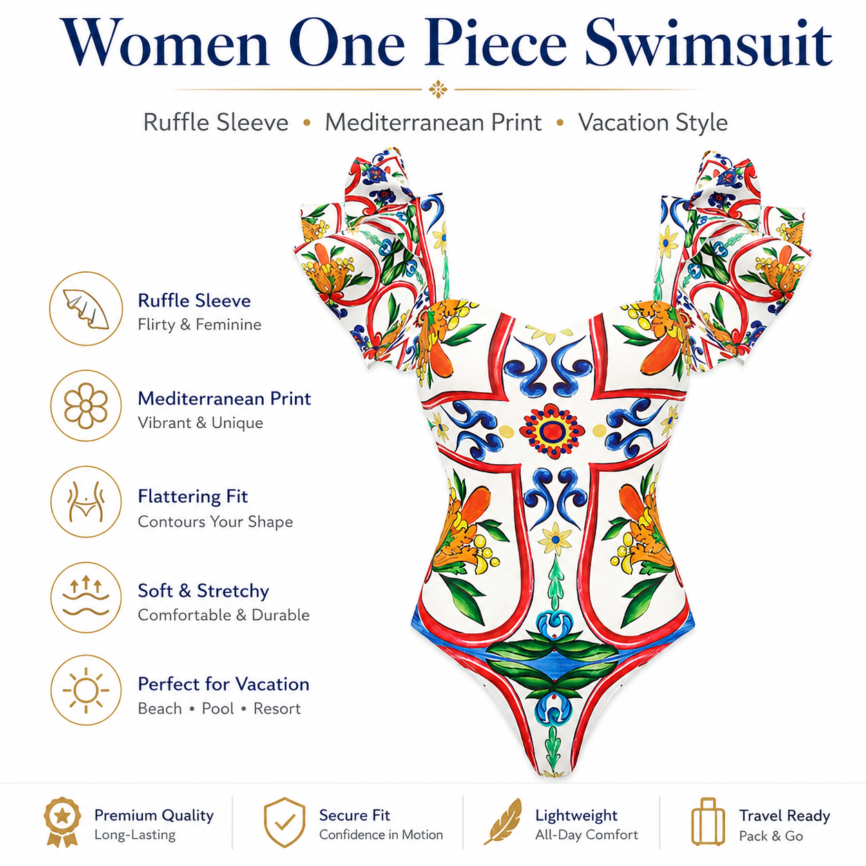 Luxury Women's Ruffled One-Pie - Swimsuit One Piece review and price