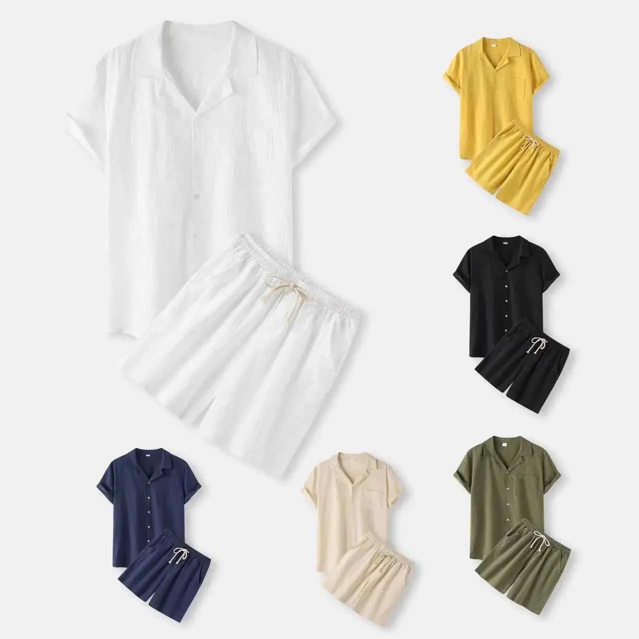 Summer Solid Cotton and Linen  - Summer Clothing Men Linen review and price