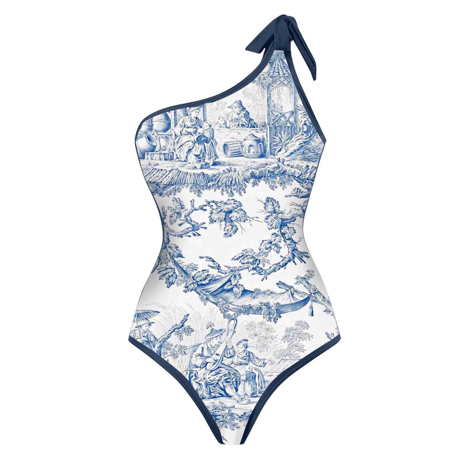 Woman Bikini Tankini Blue And  - Swimsuit One Piece review and price