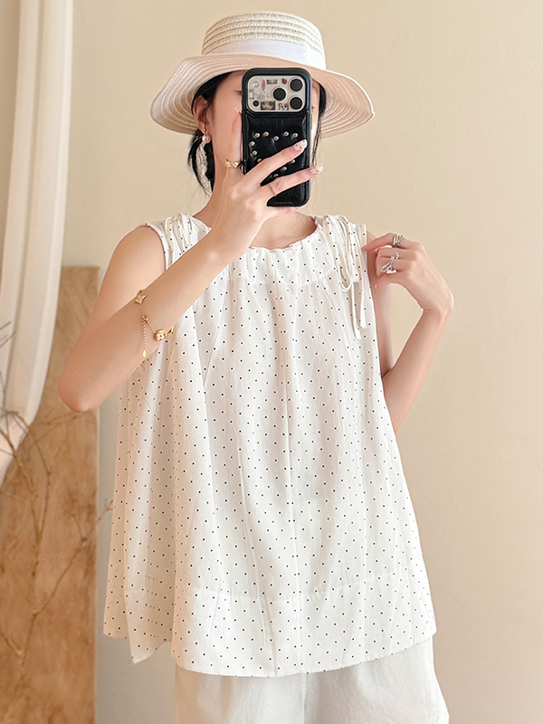 Loose Fit Polka Dot Tie round  - Summer Clothing Wear review and price