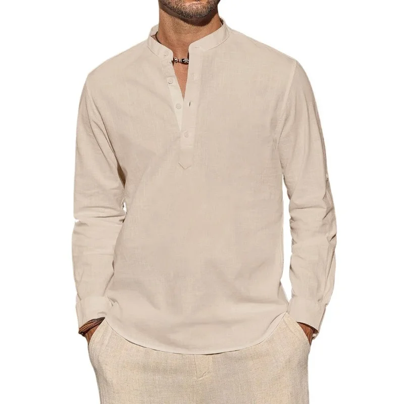 Men's Long Sleeve T-Shirts Cas - Summer Clothing Men Linen review and price