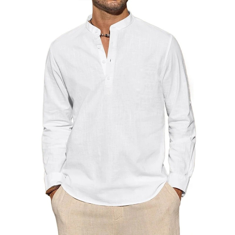 Men's Long Sleeve T-Shirts Cas - Summer Clothing Men Linen review and price